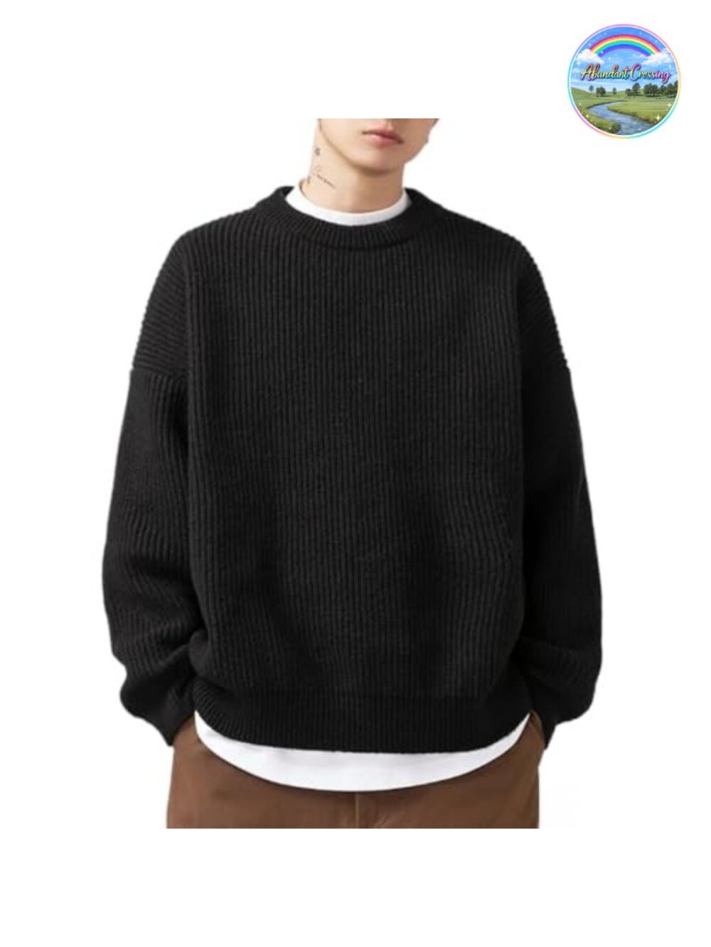 Vintage Grandpa Sweater Crewneck Knitted Pullover Y2K Grunge Aesthetic